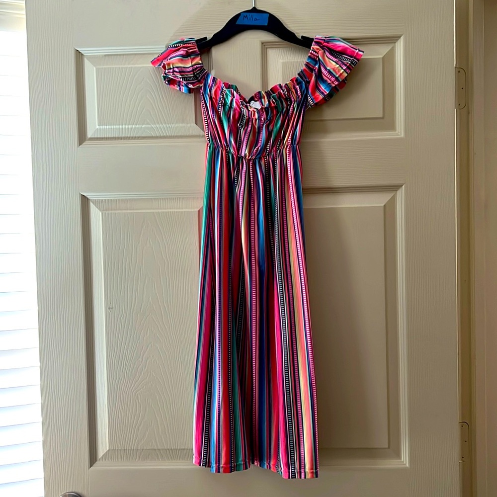 Boutique Rainbow striped Girl’s Maxi Dress.